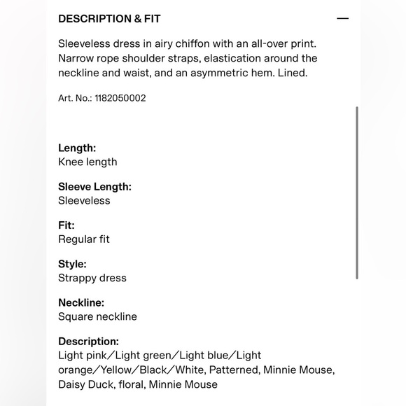 Disney H&M ASYMMETRIC CHIFFON DRESS Minnie Daisy 4T Summer Beachy - Picture 8 of 8